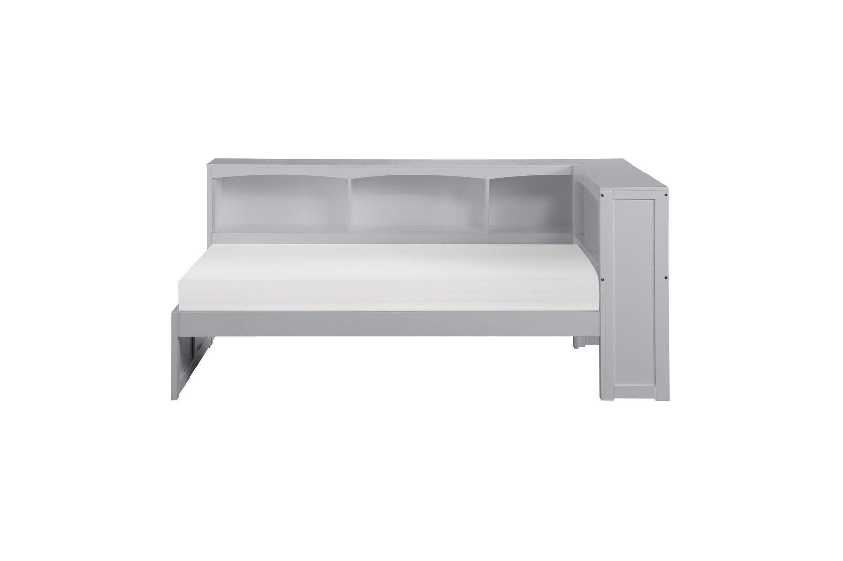 Orion Gray Modern Transitional Wood Engineered Wood Youth Twin Bed And Twin Corner Bookcase Bed - Ella Furniture