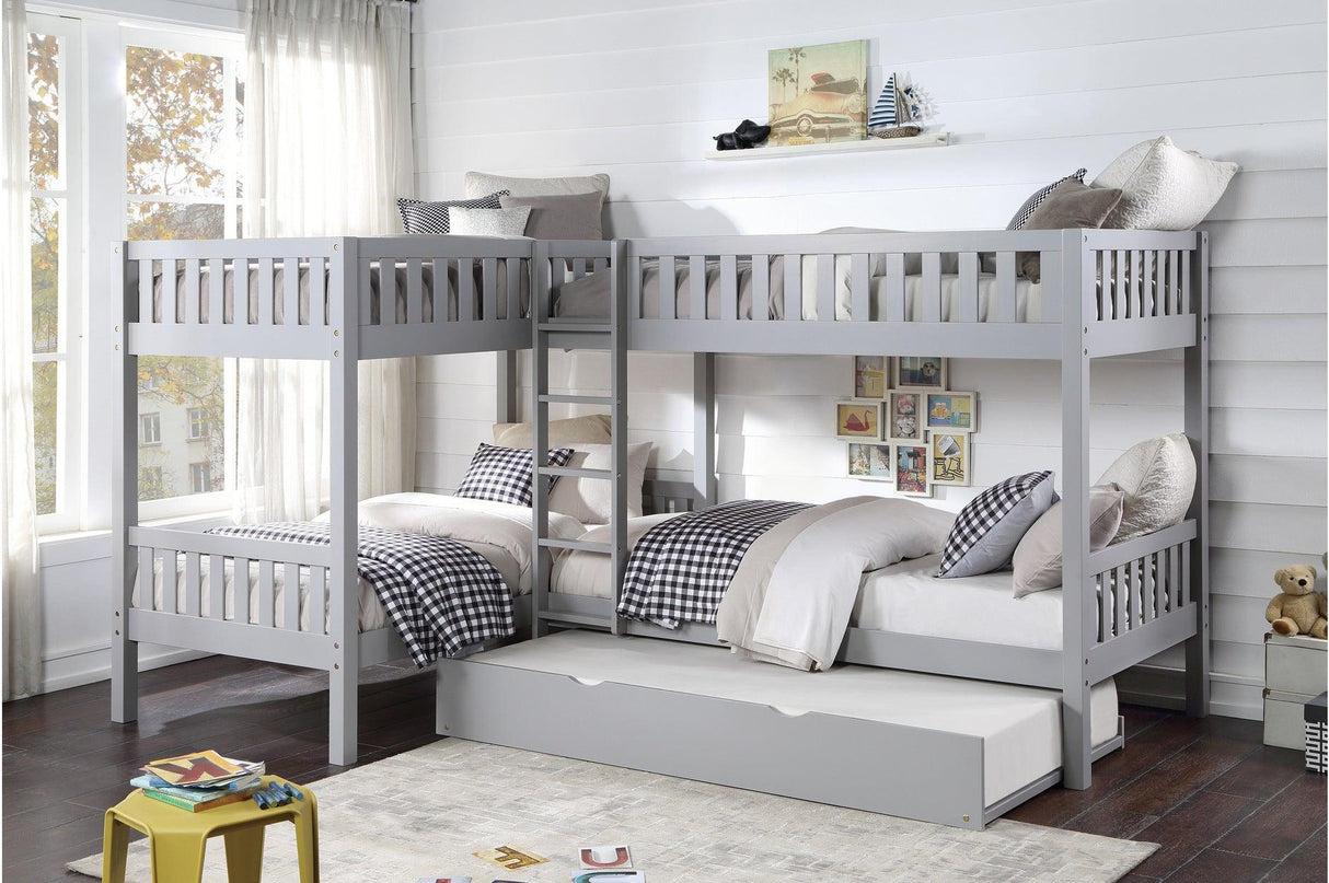 Orion Gray Modern Transitional Wood And Engineered Wood Youth Four Corner Twin Bed Bedroom Set - Ella Furniture