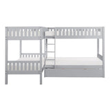 Orion Gray Modern Transitional Wood And Engineered Wood Corner Bunk Bed With Twin Trundle - Ella Furniture