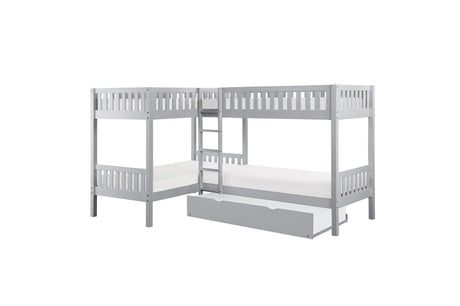 Orion Gray Modern Transitional Wood And Engineered Wood Youth Four Corner Twin Bed Bedroom Set - Ella Furniture