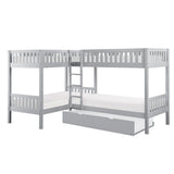 Orion Gray Modern Transitional Wood And Engineered Wood Corner Bunk Bed With Twin Trundle - Ella Furniture