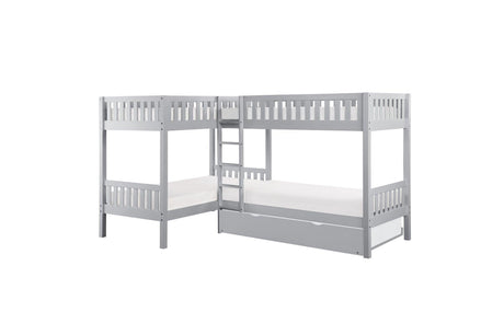 Orion Gray Modern Transitional Wood And Engineered Wood Youth Four Corner Twin Bed Bedroom Set - Ella Furniture
