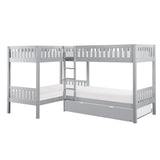 Orion Gray Modern Transitional Wood And Engineered Wood Corner Bunk Bed With Twin Trundle - Ella Furniture