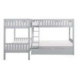 Orion Gray Modern Transitional Wood And Engineered Wood Corner Bunk Bed With Storage Boxes - Ella Furniture