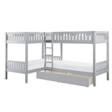Orion Gray Modern Transitional Wood And Engineered Wood Corner Bunk Bed With Storage Boxes - Ella Furniture