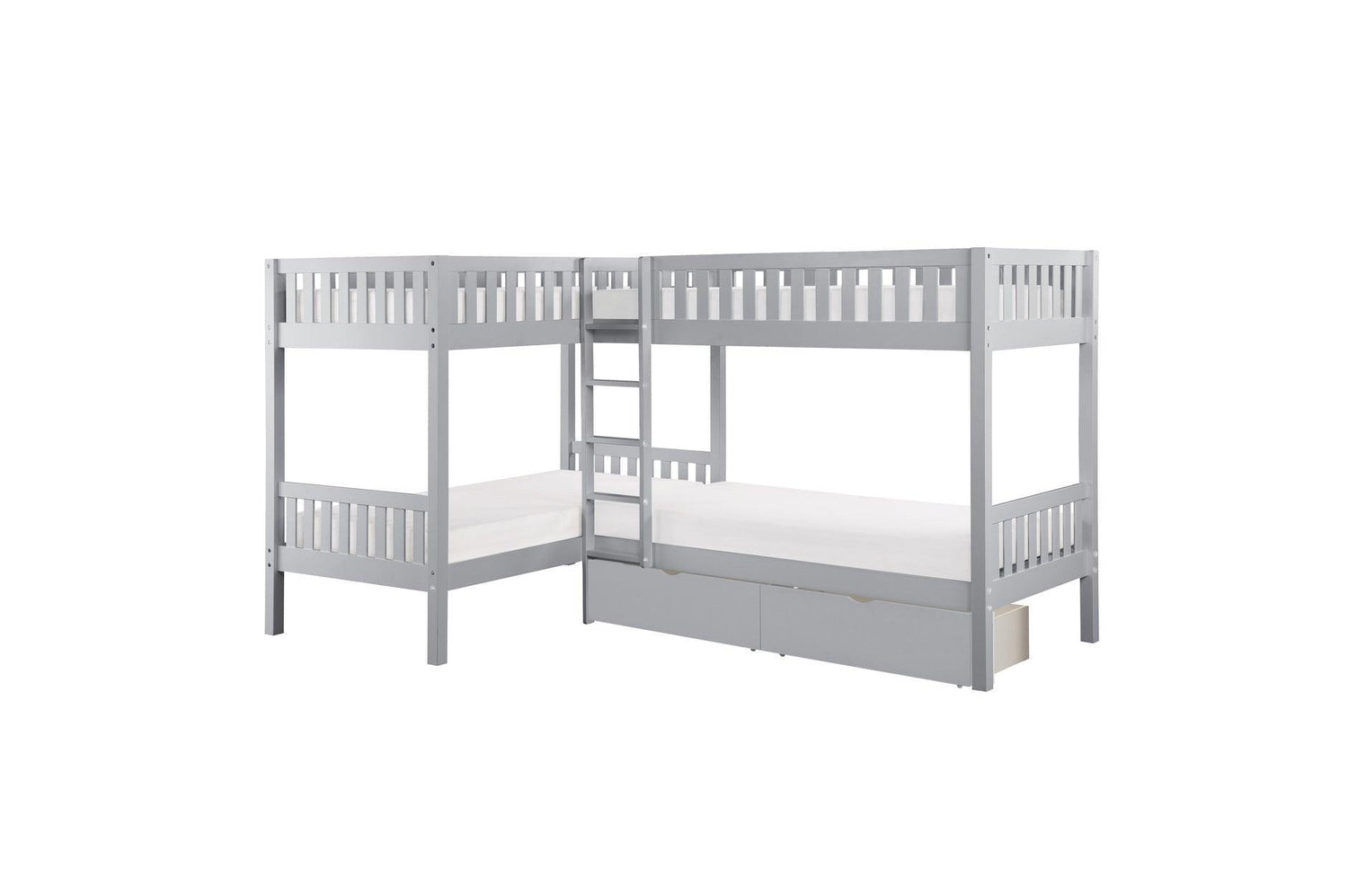 Orion Gray Modern Transitional Wood And Engineered Wood Youth Four Corner Twin Bed Bedroom Set - Ella Furniture