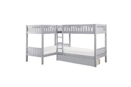 Orion Gray Modern Transitional Wood And Engineered Wood Youth Four Corner Twin Bed Bedroom Set - Ella Furniture