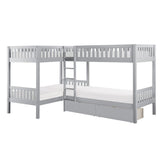 Orion Gray Modern Transitional Wood And Engineered Wood Corner Bunk Bed With Storage Boxes - Ella Furniture