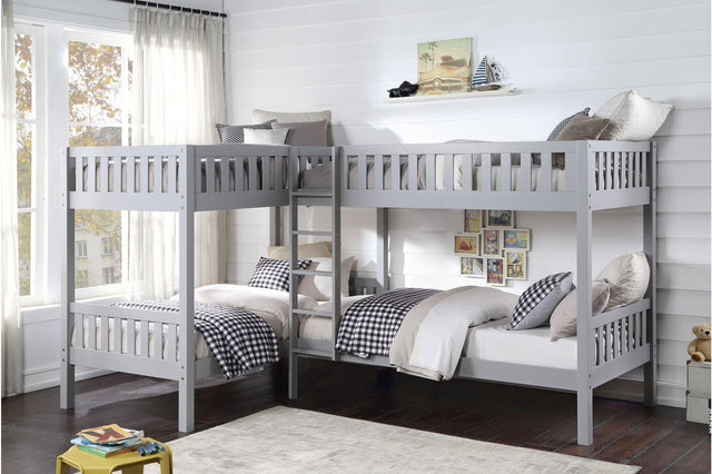 Orion Gray Modern Transitional Wood And Engineered Wood Youth Four Corner Twin Bed Bedroom Set - Ella Furniture