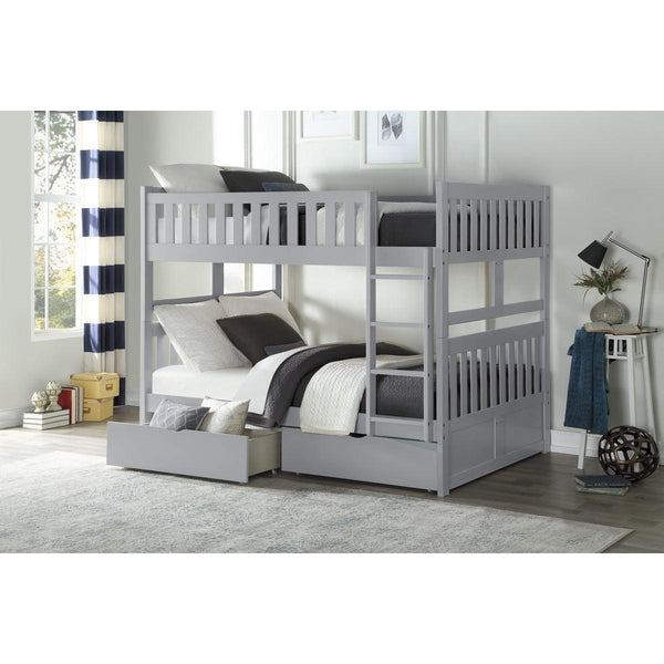 Orion Gray Modern Transitional Wood And Engineered Wood Full/full Bunk Bed With Storage Boxes - Ella Furniture