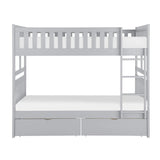 Orion Gray Modern Transitional Wood And Engineered Wood Full/full Bunk Bed With Storage Boxes - Ella Furniture