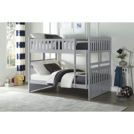 Orion Gray Modern Transitional Wood And Engineered Wood Full/full Bunk Bed - Ella Furniture