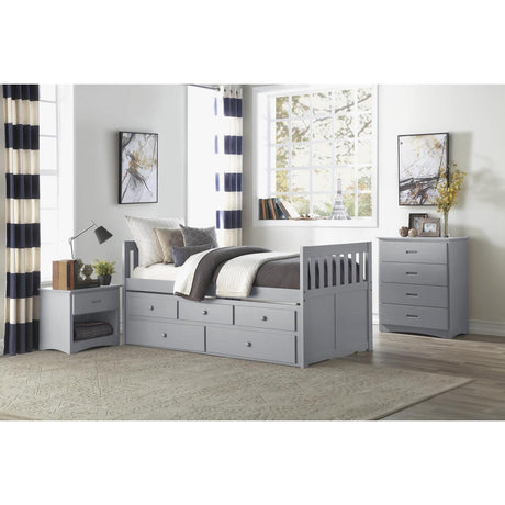 Orion Grey Transitional Wood And Engineered Wood Youth Twin Storage Trundle Bed - Ella Furniture