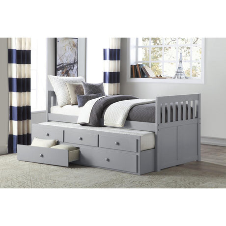 Orion Grey Transitional Wood And Engineered Wood Youth Twin Storage Trundle Bed - Ella Furniture