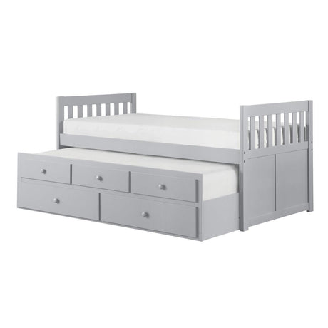 Orion Gray Modern Transitional Wood And Engineered Wood Twin/twin Trundle Bed With Storage - Ella Furniture