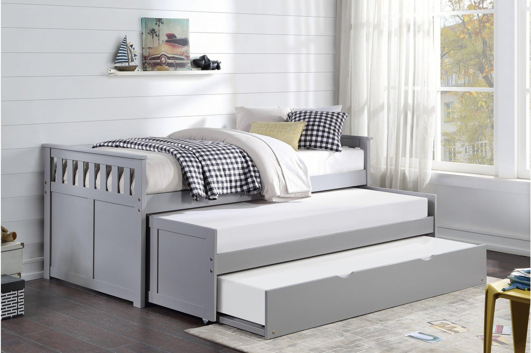 Orion GrayYouth Twin Over Twin Bed With Optional Dual Under-bed Toyboxes Or Twin Bed Trundle - Ella Furniture