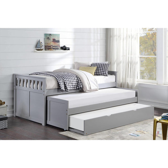 Orion Gray Modern Transitional Wood And Engineered Wood Twin/twin Bed With Twin Trundle - Ella Furniture