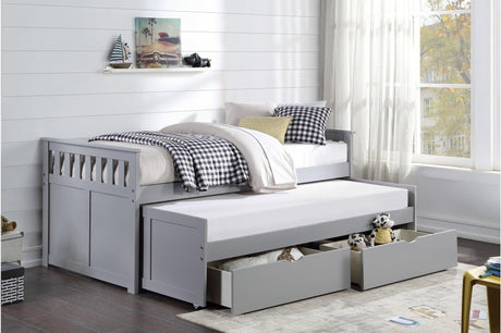 Orion GrayYouth Twin Over Twin Bed With Optional Dual Under-bed Toyboxes Or Twin Bed Trundle - Ella Furniture