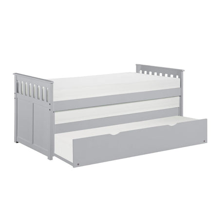 Orion Gray Transitional Wood And Engineered Wood Youth Twin Over Twin Trundle Bed - Ella Furniture