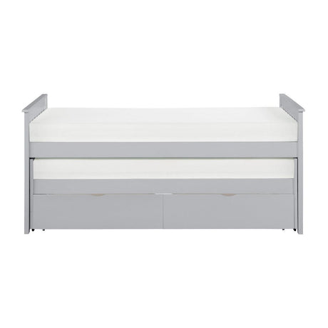 Orion Gray Modern Transitional Wood And Engineered Wood Youth Twin Over Twin Storage Bed - Ella Furniture