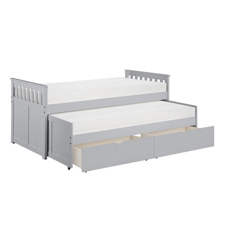 Orion Gray Modern Transitional Wood And Engineered Wood Youth Twin Over Twin Storage Bed - Ella Furniture