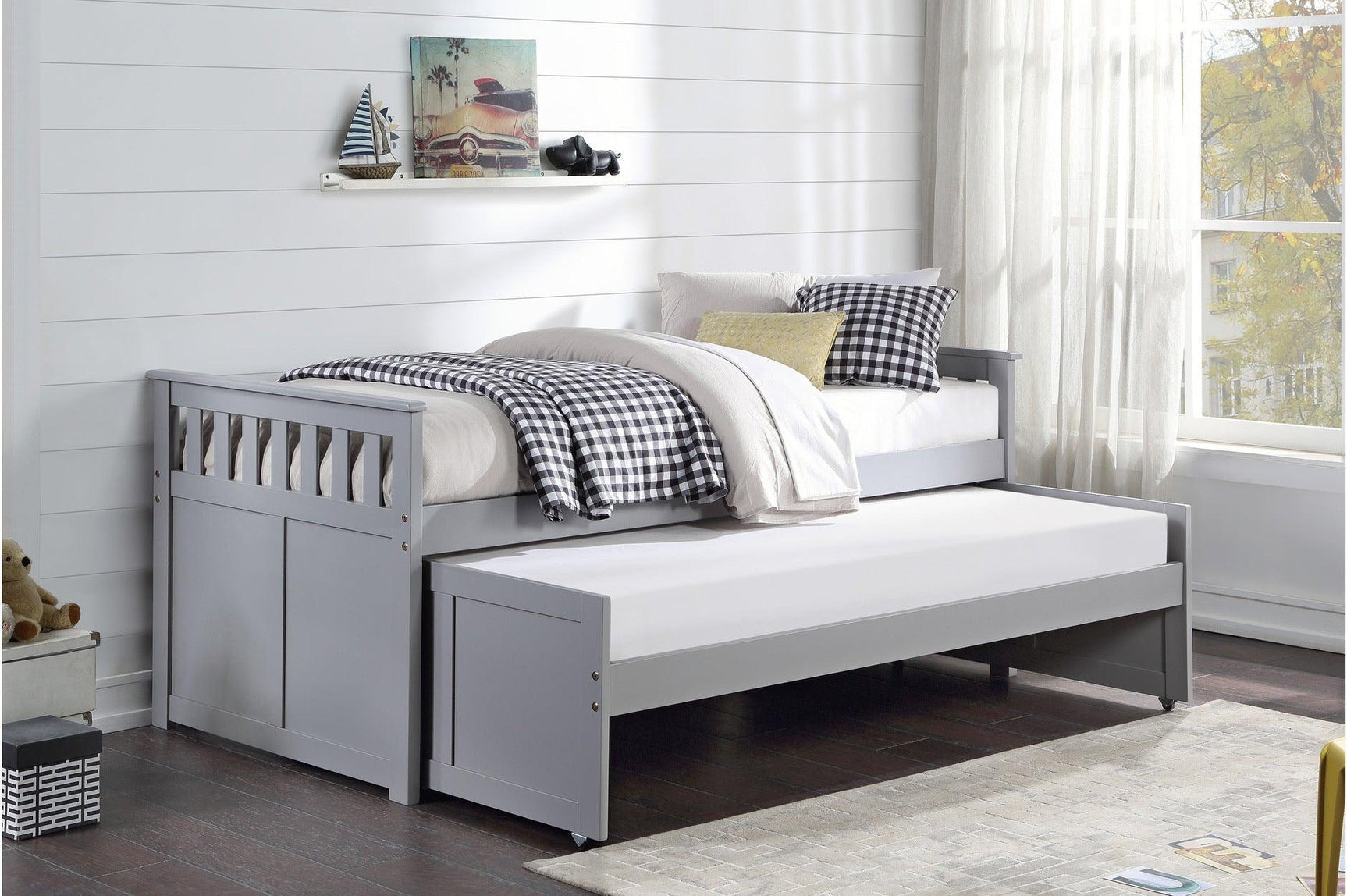 Orion GrayYouth Twin Over Twin Bed With Optional Dual Under-bed Toyboxes Or Twin Bed Trundle - Ella Furniture