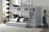 Orion Gray Transitional Solid Wood Twin Over Twin With Storage Stairs Youth Bedroom Set - Ella Furniture