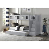 Orion Gray Modern Transitional Wood And Engineered Wood Twin/twin Step Bunk Bed With Twin Trundle - Ella Furniture