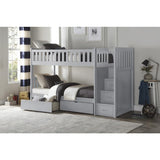 Orion Gray Modern Transitional Wood, Engineered Wood Twin/twin Bunk Step Bed With Storage Boxes - Ella Furniture