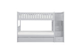 Orion Gray Transitional Solid Wood Twin Over Twin With Storage Stairs Youth Bedroom Set - Ella Furniture