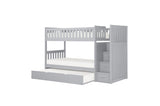 Orion Gray Transitional Solid Wood Twin Over Twin With Storage Stairs Youth Bedroom Set - Ella Furniture