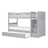Orion Gray Modern Transitional Wood And Engineered Wood Twin/twin Step Bunk Bed With Twin Trundle - Ella Furniture