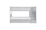 Orion Gray Transitional Solid Wood Twin Over Twin With Storage Stairs Youth Bedroom Set - Ella Furniture