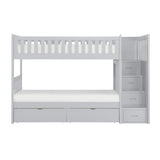 Orion Gray Modern Transitional Wood, Engineered Wood Twin/twin Bunk Step Bed With Storage Boxes - Ella Furniture