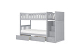 Orion Gray Transitional Solid Wood Twin Over Twin With Storage Stairs Youth Bedroom Set - Ella Furniture