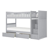 Orion Gray Modern Transitional Wood, Engineered Wood Twin/twin Bunk Step Bed With Storage Boxes - Ella Furniture