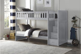 Orion Gray Transitional Solid Wood Twin Over Twin With Storage Stairs Youth Bedroom Set - Ella Furniture