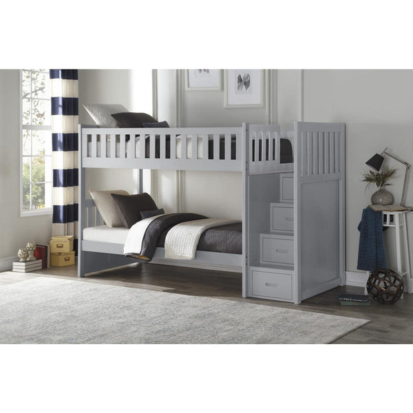 Orion Gray Modern Transitional Wood And Engineered Wood Twin/twin Step Bunk Bed - Ella Furniture