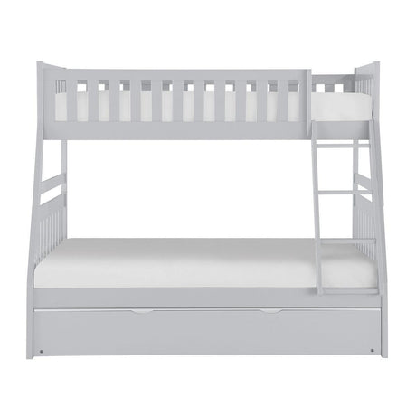 Orion Gray Modern Transitional Wood And Engineered Wood Twin/full Bunk Bed With Twin Trundle - Ella Furniture
