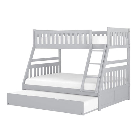 Orion Gray Modern Transitional Wood And Engineered Wood Twin/full Bunk Bed With Twin Trundle - Ella Furniture