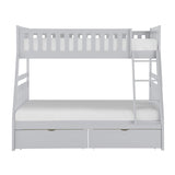 Orion Gray Modern Transitional Wood And Engineered Wood Twin/full Bunk Bed With Storage Boxes - Ella Furniture