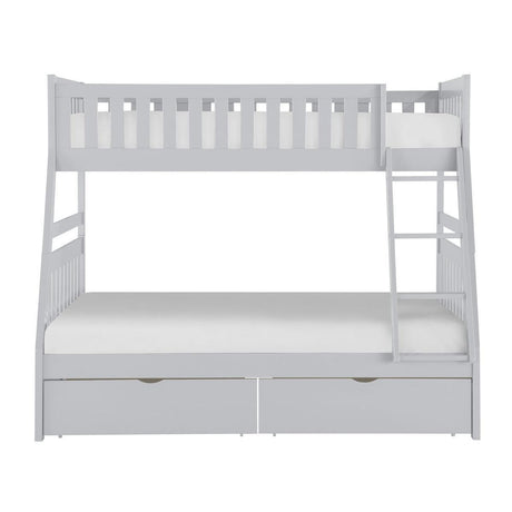 Orion Gray Modern Transitional Wood And Engineered Wood Twin/full Bunk Bed With Storage Boxes - Ella Furniture