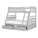 Orion Gray Modern Transitional Wood And Engineered Wood Twin/full Bunk Bed With Storage Boxes - Ella Furniture