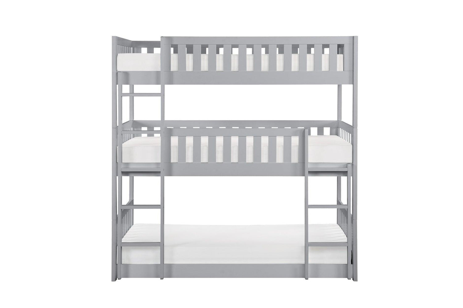 Orion Gray Youth Contemporary Transitional Engineered Wood Triple Twin Bunkbed Bedroom Set - Ella Furniture