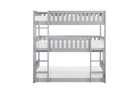 Orion Gray Youth Contemporary Transitional Engineered Wood Triple Twin Bunkbed Bedroom Set - Ella Furniture