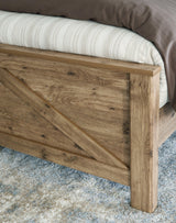 Shurlee Light Brown King Crossbuck Panel Bed - Ella Furniture