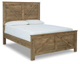 Shurlee Light Brown Queen Crossbuck Panel Bed - Ella Furniture