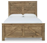 Shurlee Light Brown Queen Crossbuck Panel Bed - Ella Furniture