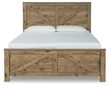 Shurlee Light Brown King Crossbuck Panel Bed - Ella Furniture