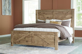 Shurlee Light Brown King Crossbuck Panel Bed - Ella Furniture